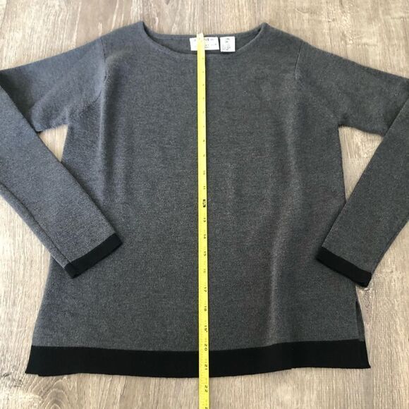 Preview Collection Petites 100% Extra Fine Merino Wool Gray Sweater Extra Small - Picture 6 of 6